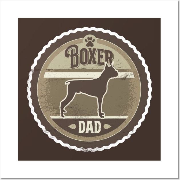 Boxer Dad - Distressed Boxer Dog Silhouette Design Wall Art by DoggyStyles